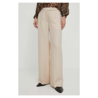 Kalhoty Lovechild dámské, béžová barva, široké, high waist