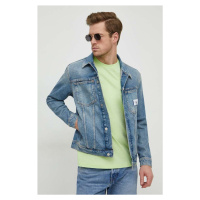 Džínová bunda Calvin Klein Jeans pánská, tmavomodrá barva, přechodná
