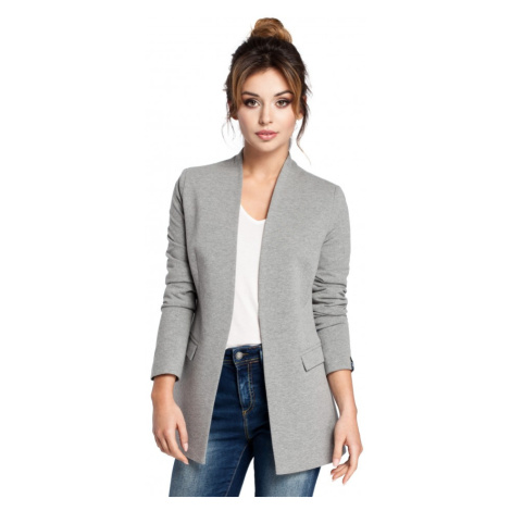 B030 Pletené sako bez límce - šedé BeWear
