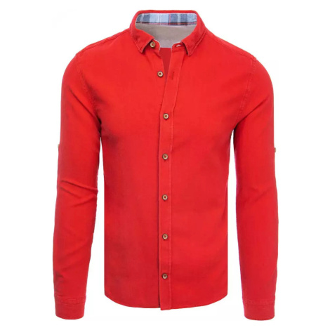 Červená košile s dlouhým rukávem BASIC