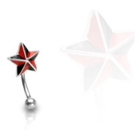 Piercing do obočí - červeno-černá hvězda