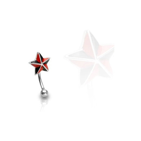 Piercing do obočí - červeno-černá hvězda Šperky eshop