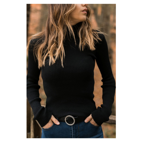 XHAN Black Turtleneck Knitwear