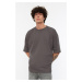 Trendyol Anthracite Basic 100% bavlna oversize/široký střih krátký rukáv tričko