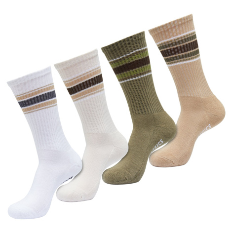 Vrstvené pruhované ponožky 4-balení bílá/bílá písková/tiniolová/béžová Urban Classics