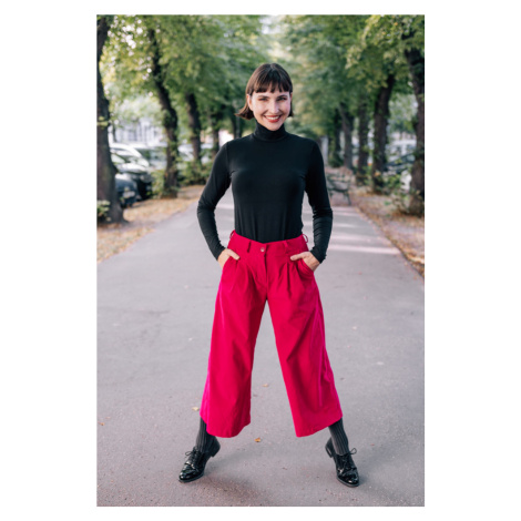 Manšestrové culottes Michele fuchsiové