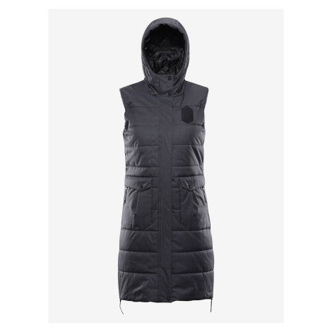 Tmavě šedá dámská zimní prošívaná vesta s membránou ALPINE PRO HARDA