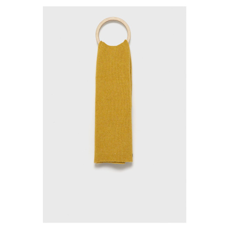 Šátek z vlněné směsi Superdry žlutá barva, melanžový