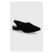 Semišové baleríny Answear Lab černá barva, s odkrytou patou