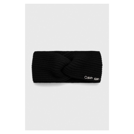 Čelenka s příměsí vlny Calvin Klein černá barva