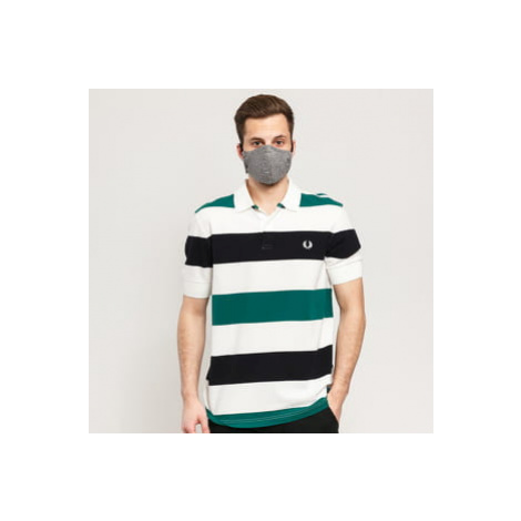 FRED PERRY Texture Stripe Polo Shirt bílé / tmavě zelené / černé