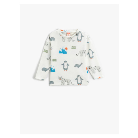 Koton Animal Graphic Printed T-Shirt Long Sleeve
