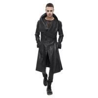 kabát pánský DEVIL FASHION - Villain Blues Punk Faux Leather Trench Coat - Black