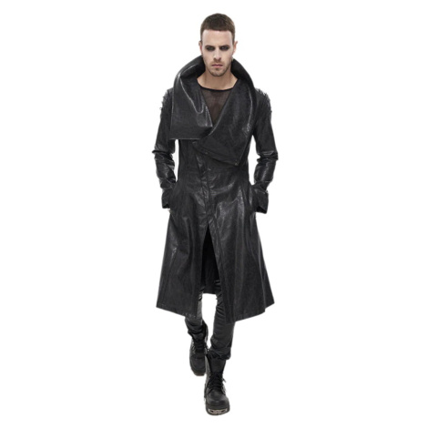 kabát pánský DEVIL FASHION - Villain Blues Punk Faux Leather Trench Coat - Black