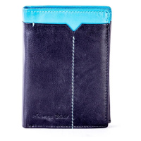 Černá a modrá pánská kožená peněženka