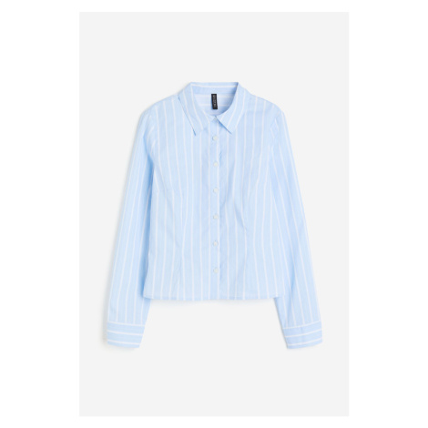 H & M - Přiléhavá popelínová košile - modrá H&M