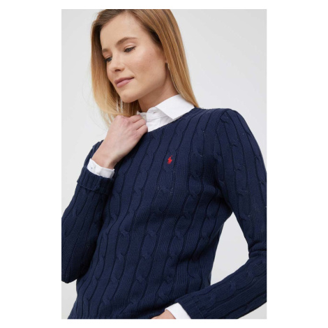 Bavlněný svetr Polo Ralph Lauren tmavomodrá barva