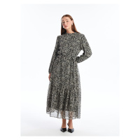 LC Waikiki LCW Stand Collar Print Long Sleeve Women's Dress