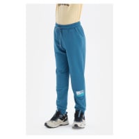 Dagi Blue Slogan Label Striped Ribbed Jogger Pants