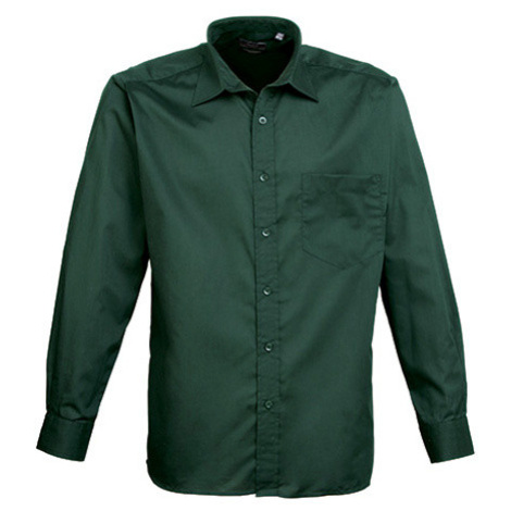 Premier Workwear Pánská košile s dlouhým rukávem PR200 Bottle -ca. Pantone 560