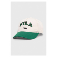 Bavlněná baseballová čepice Fila zelená barva, s aplikací