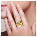 Masivní stříbrný prsten s pozlacením květiny FanTurra