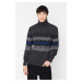Trendyol Multicolor Men's Slim Fit Half Turtleneck Jacquard Knitwear Sweater