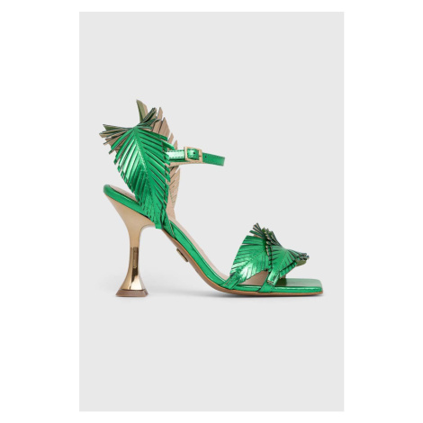 Kožené sandály Baldowski zelená barva