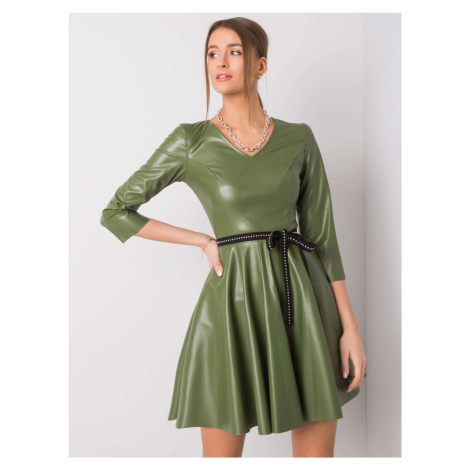 Zelené šaty z ekologické kůže Fashionhunters