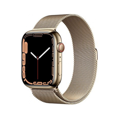 Apple Watch Series 7 45mm Cellular Zlatý nerez se zlatým milánským tahem