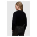 Vlněný svetr AllSaints RIDLEY CROP dámský, černá barva, s golfem