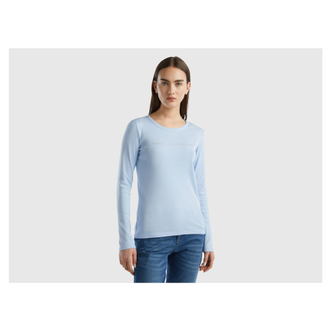 Benetton, Light Blue 100% Cotton Long Sleeve T-shirt United Colors of Benetton