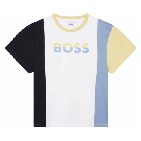 Dětské bavlněné tričko BOSS bílá barva, s potiskem Hugo Boss