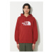 Bavlněná mikina The North Face M Light Drew Peak Pullover Hoodie pánská, vínová barva, s kapucí,