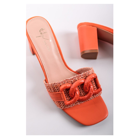 Oranžové pantofle na hrubém podpatku Roberta Sergio Todzi