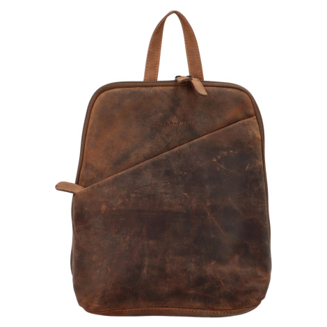 Praktický kožený batoh Indila, hnědý Greenwood