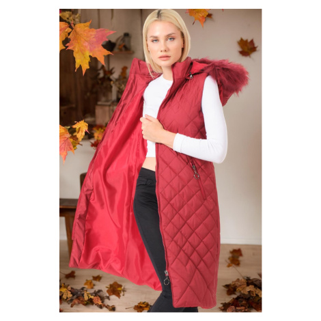 Z6718 DEWBERRY WOMEN'S VEST-PLAIN BURGUNDY