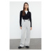 Trendyol Light Gray Button Detailed Wide Leg Woven Trousers