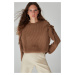 Trendyol Limited Edition Brown Cut Out Lace Detailed Knitwear Sweater