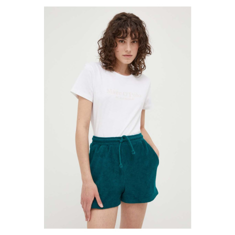 Bavlněné šortky Marc O'Polo DENIM zelená barva, hladké, high waist