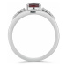 Prsten stříbrný s broušeným granátem a zirkony Ag 925 010436 GT - 62 mm , 2 g