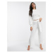 ASOS DESIGN lounge premium knitted wide leg trouser-White