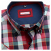 Pánská košile WR Slim Fit s krátkým rukávem v modré barvě s červeným kárem (výška 176-182) 5051