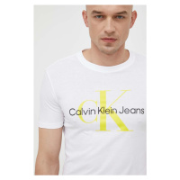 Bavlněné tričko Calvin Klein Jeans bílá barva, s potiskem, J30J320806
