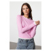 Trendyol Pink Color Block Fitted Viscose/Soft Fabric Stretchy Knitted Blouse