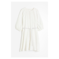 H & M - Mušelínové šaty's vázacím páskem - bílá