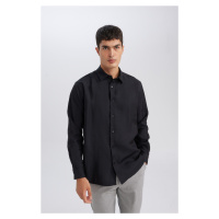 DEFACTO Relax Fit Polo Neck Twill Long Sleeve Shirt