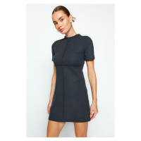 Trendyol Anthracite A-Line/A-Line Formal Thessaloniki/Knitwear Look Mini Knitted Dress