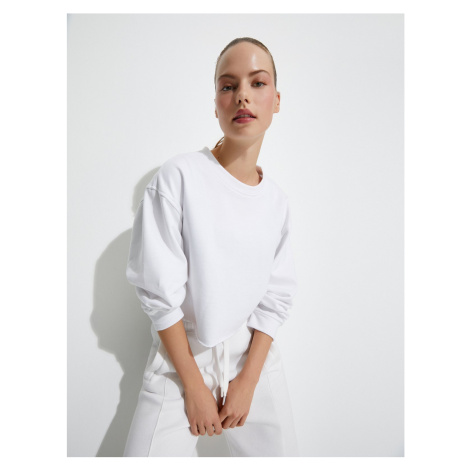 Koton Oversize Crop Sweatshirt Basic Long Sleeve Cotton