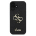 Guess PU Fixed Glitter 4G Metal Logo Zadní Kryt pro iPhone 16 Black